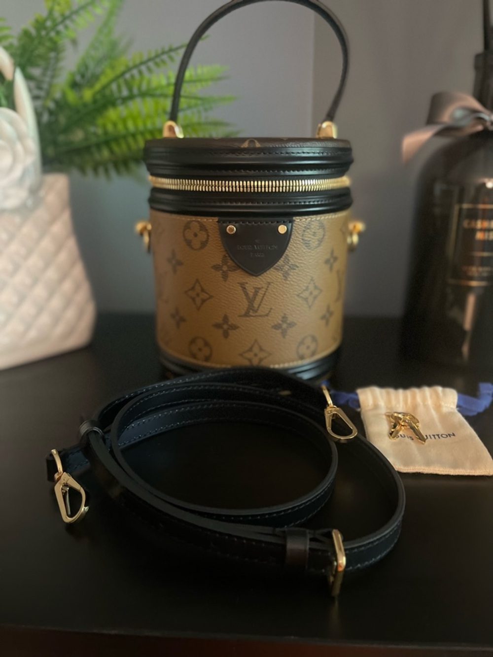 2025 Microchipped Louis Vuitton Reverse Monogram Cannes Bag in Brown and Black - Picture 8 of 9